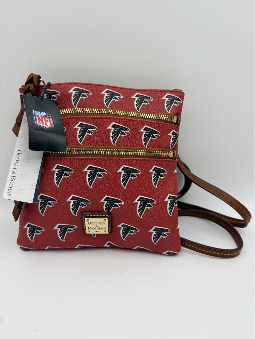 Dooney & Bourke Atlanta Falcons Crossbody Triple Zip Bag Purse NWT
